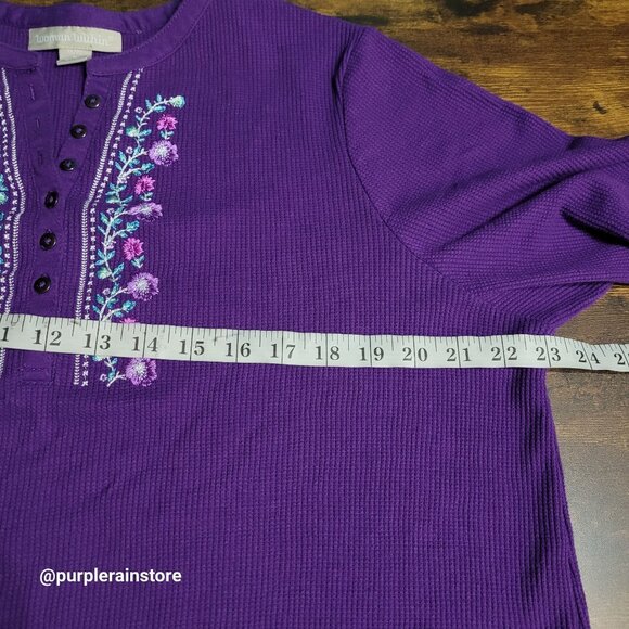 Woman Within Thermal Henley Shirt Size 18 Floral Embroidered - Picture 6 of 10